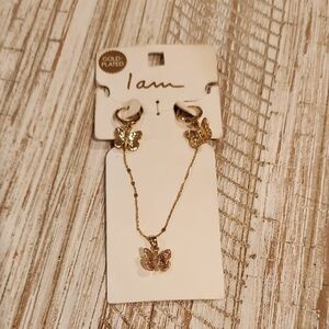 Gold Plated Butterfly Jewelry Set